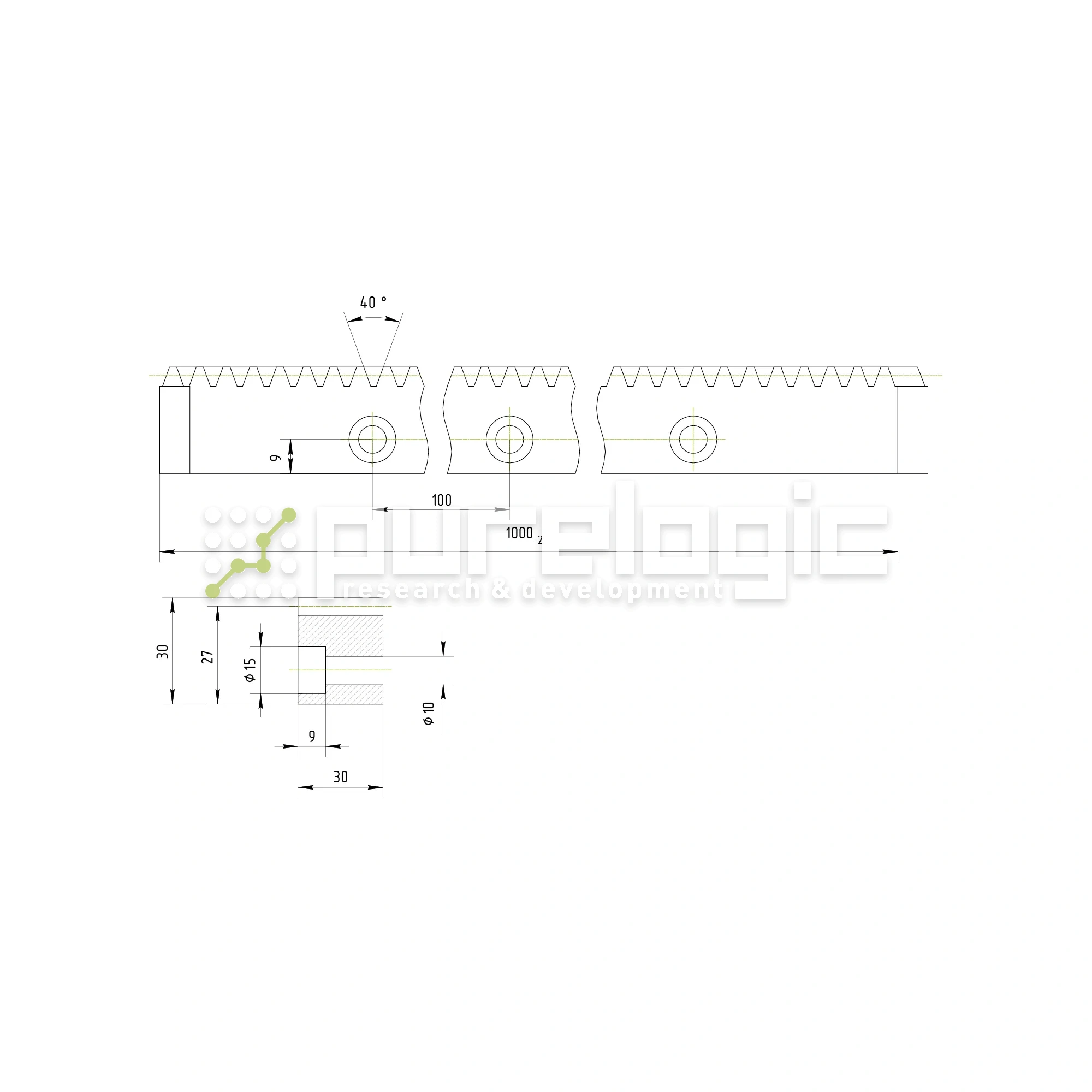 Рейка косозубая RH3-3030 8 301 Рейка косозубая RH3-3030 фото