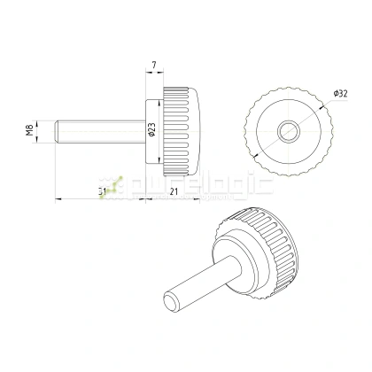 Ручка с рифлением 100213-32*M8*30 фото