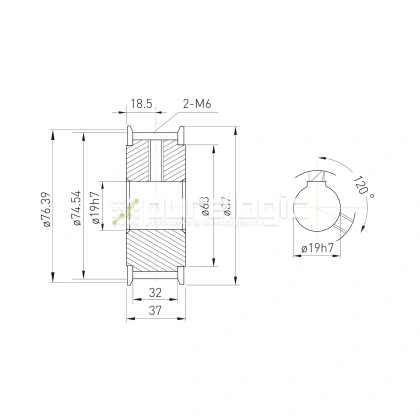 Шкив зубчатый BLA-24-T10-30-A-N19 фото