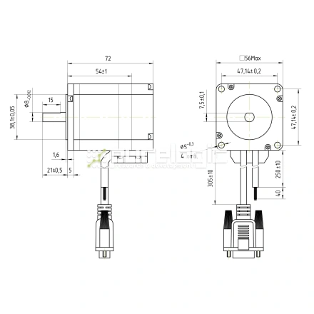 Двигатель шаговый с энкодером PL57H6430-D8-1K фото