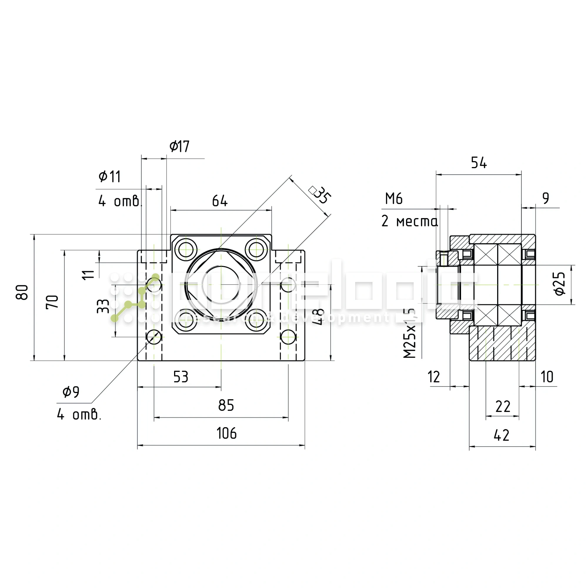 Опора ШВП Hiwin BK25-C5 27 590 Опора ШВП Hiwin BK25-C5 фото
