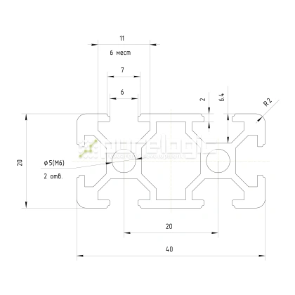 Профиль алюминиевый HXB2040E-6 фото