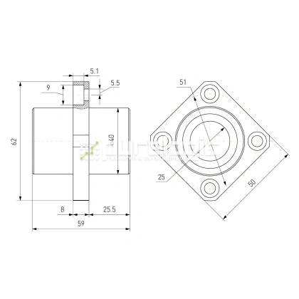 Втулка шариковая с фланцем LMKC25 фото