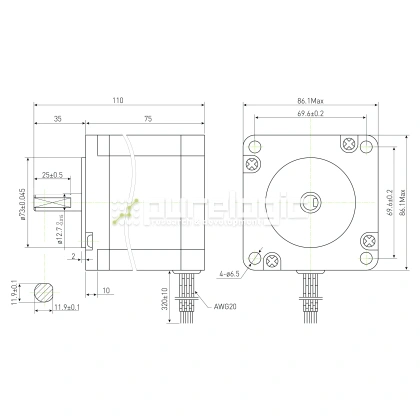 Двигатель шаговый PL86H75-D12.7 фото