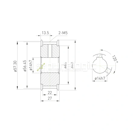 Шкив зубчатый BLA-36-T5-20-A-N14 фото