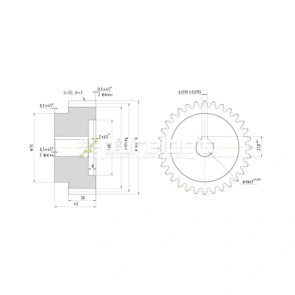 Шестерня косозубая GH3-T32D19 фото