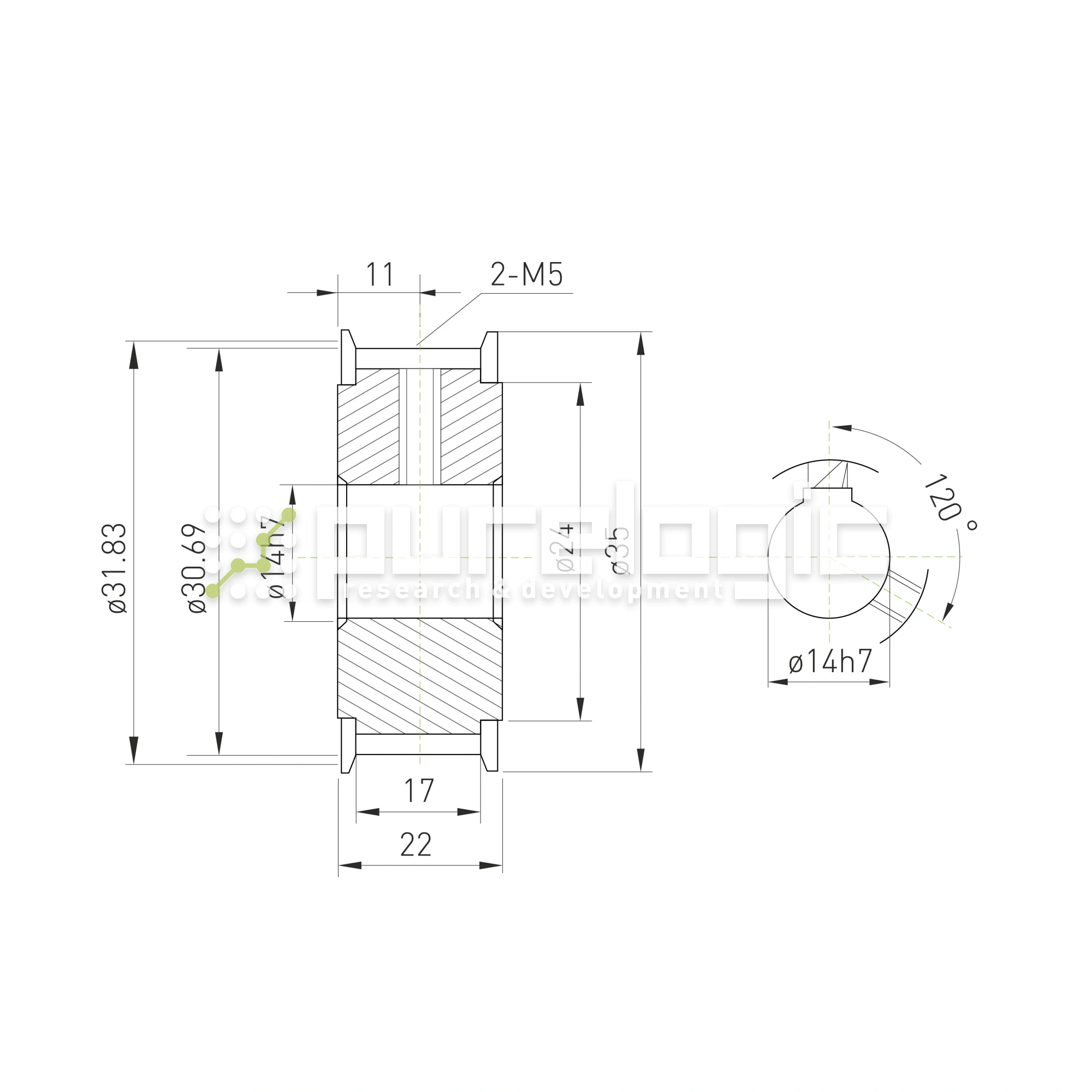 Шкив зубчатый BSY-20-5M-15-A-N14 1 099 Шкив зубчатый BSY-20-5M-15-A-N14 фото