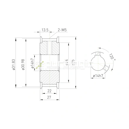 Шкив зубчатый BSY-20-T5-20-A-N14 фото