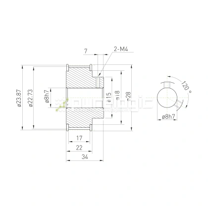 Шкив зубчатый BSY-15-5M-15-B-P8 фото