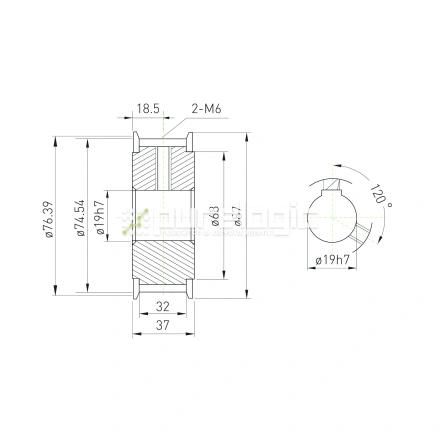 Шкив зубчатый BLA-24-T10-30-A-N19 фото