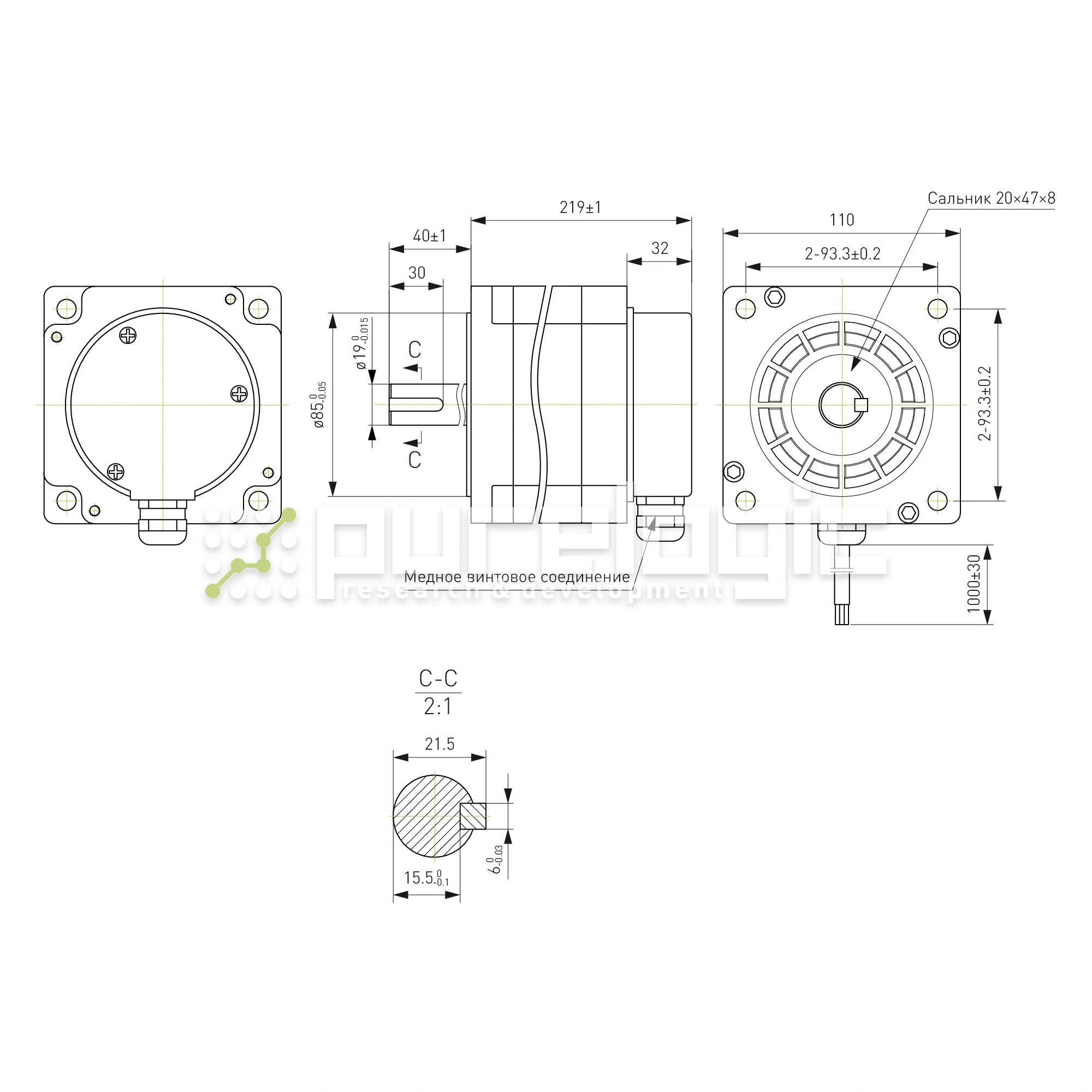 Двигатель шаговый 3PL110H219-D19K-IP65 19 715 Двигатель шаговый 3PL110H219-D19K-IP65 фото