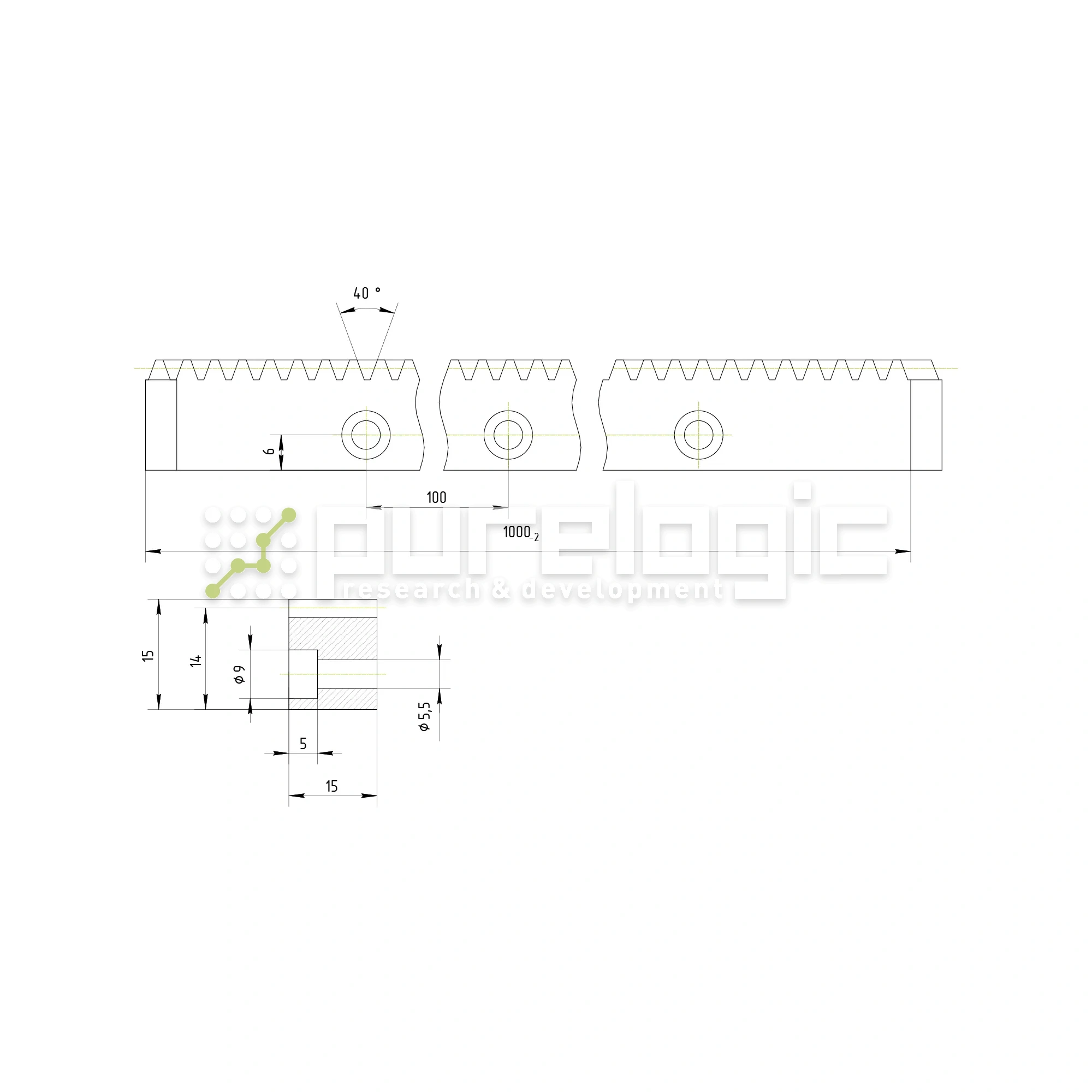 Рейка косозубая RH1-1515 3 406 Рейка косозубая RH1-1515 фото
