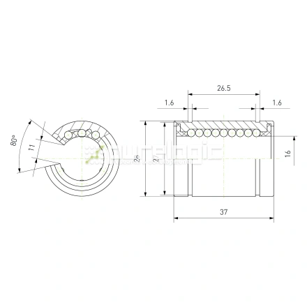 Втулка шариковая LM16-OP фото