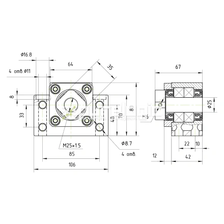 Опора ШВП подшипниковая BK25 фото