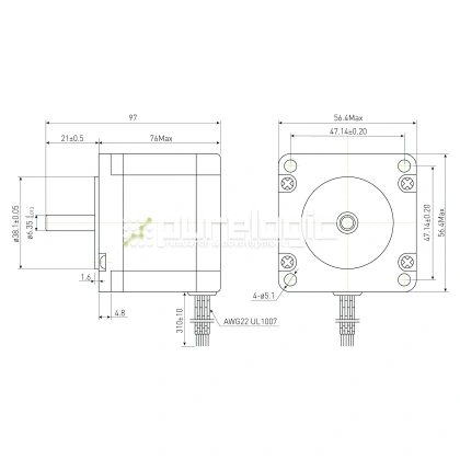 Двигатель шаговый PL57H76-D6 фото