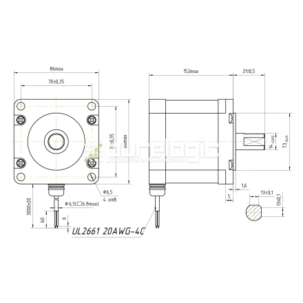 Двигатель шаговый PL86H151-D14-IP64 фото
