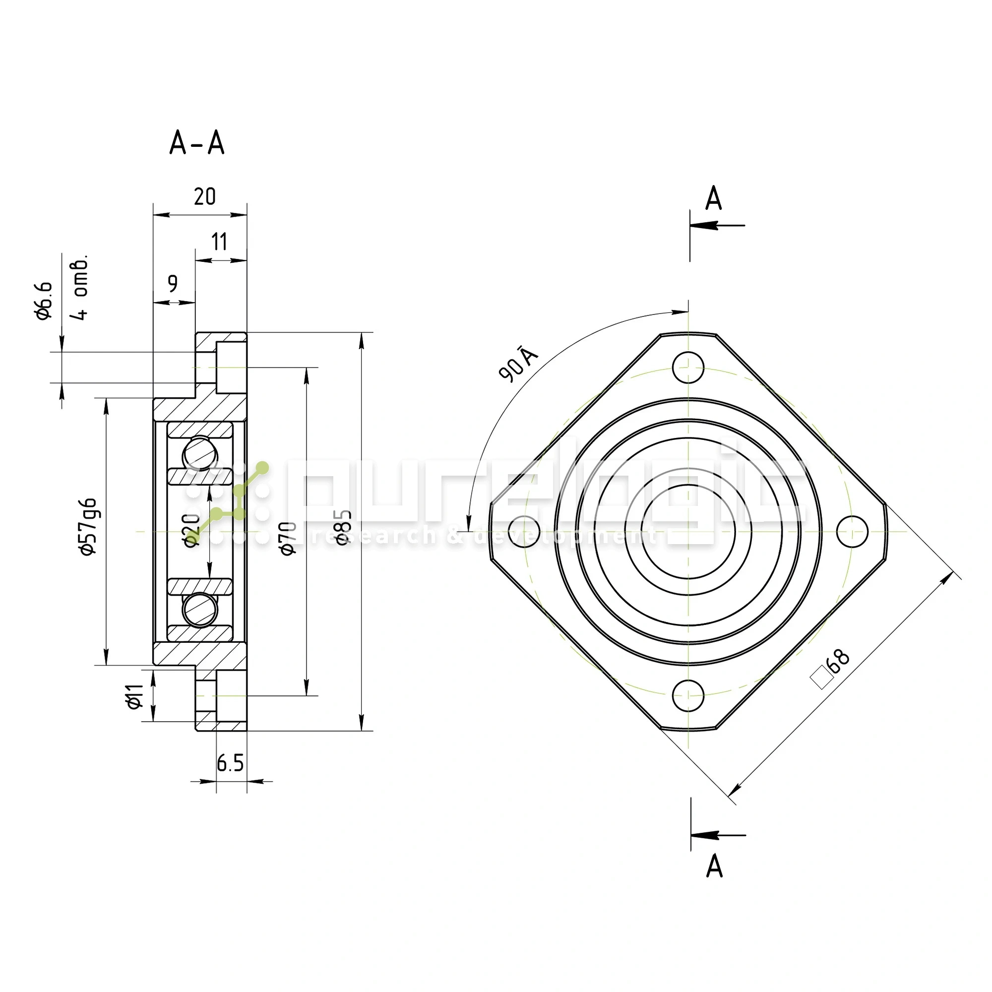 Опора ШВП Hiwin FF20-C5 5 271 Опора ШВП Hiwin FF20-C5 фото