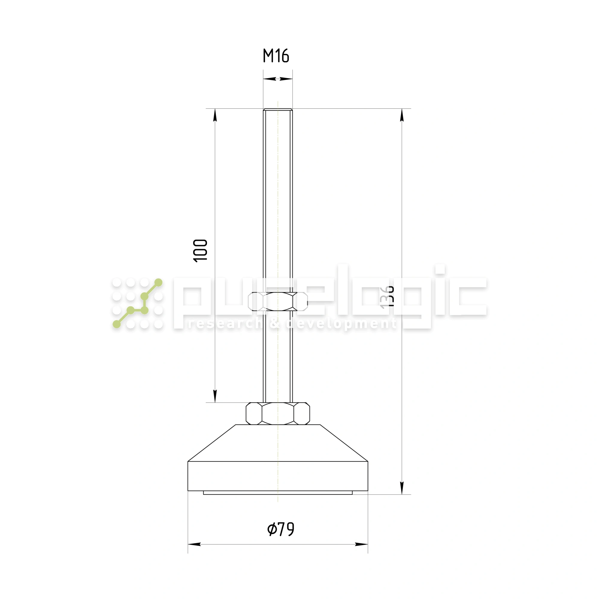 Виброопора DJG80-M16*100 1 259 Виброопора DJG80-M16*100 фото