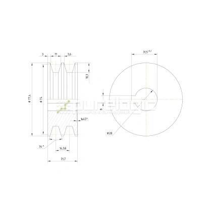 Шкив DP2A-28-80 фото