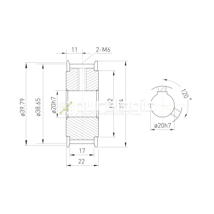Шкив зубчатый BSY-25-5M-15-A-N20 фото