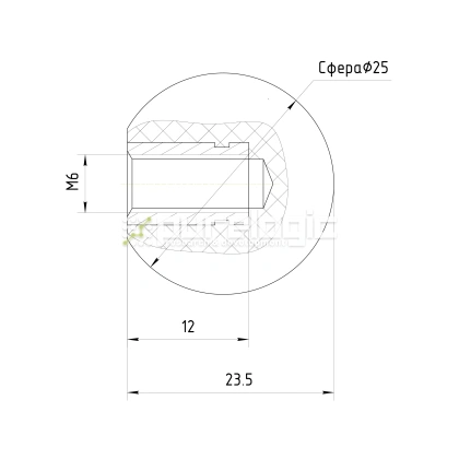 Ручка круглая 100118-25*M6 фото
