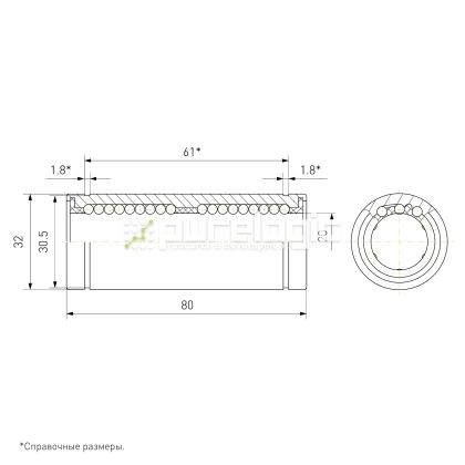 Втулка шариковая LM20L-UU фото