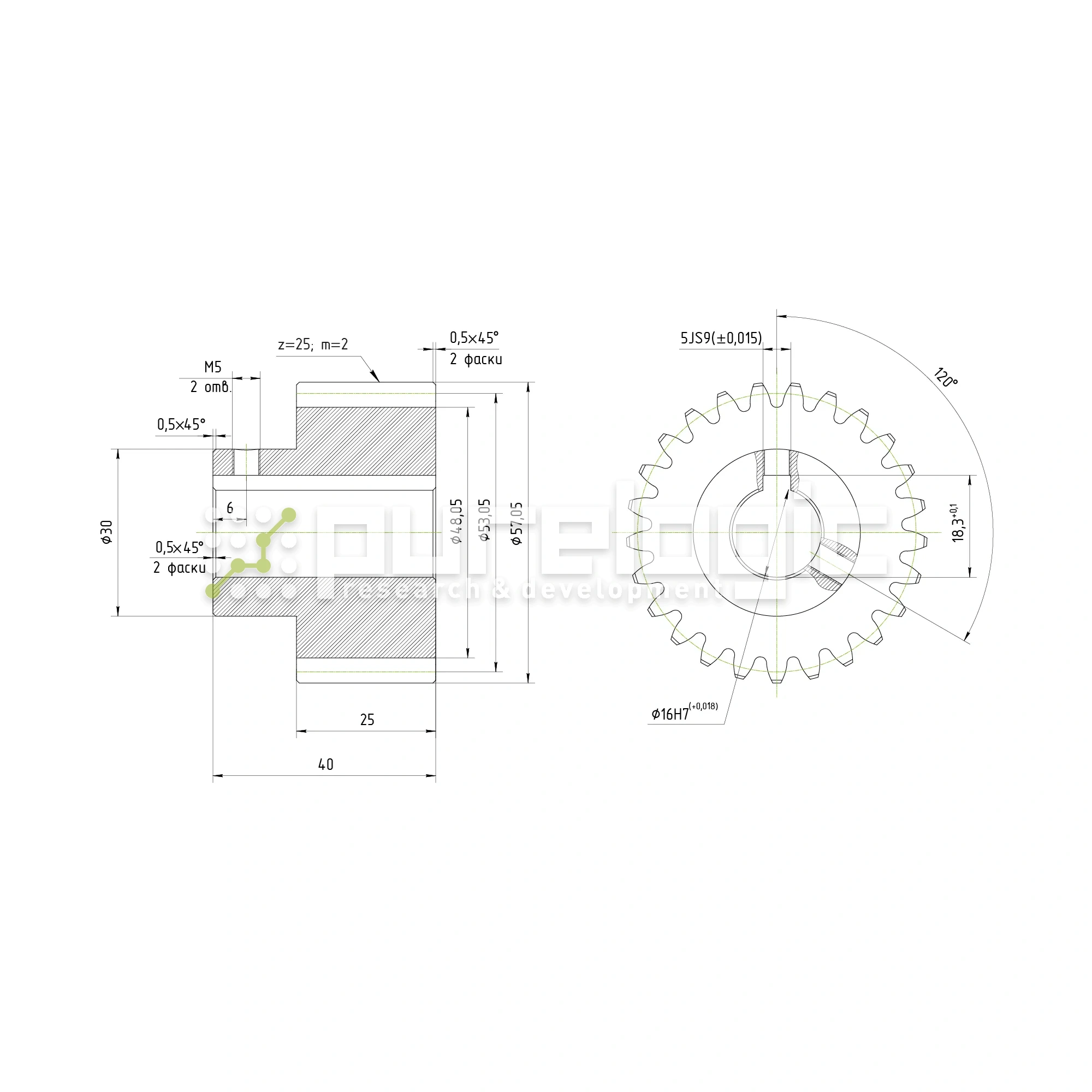 Шестерня косозубая GH2-T25D16 1 328 Шестерня косозубая GH2-T25D16 фото