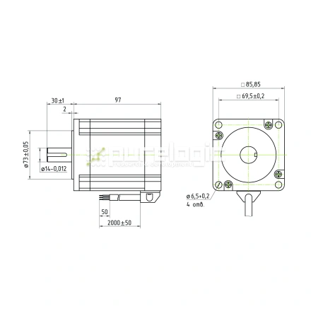 Двигатель шаговый трехфазный 3PL86H97-D14 фото
