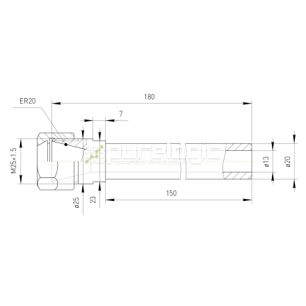 Удлинитель цангового патрона PLC20-ER20A-150L фото