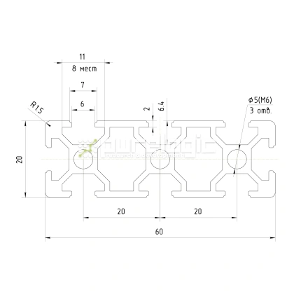 Профиль алюминиевый HXB2060E-6 фото