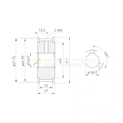 Шкив зубчатый BLA-30-T5-20-A-N16 фото