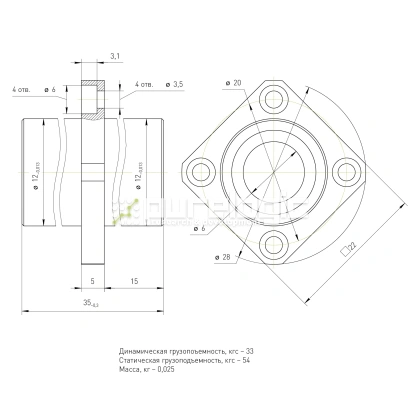 Втулка шариковая с фланцем LMKC6L фото