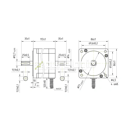 Двигатель шаговый PL86HD113-D12.7 фото