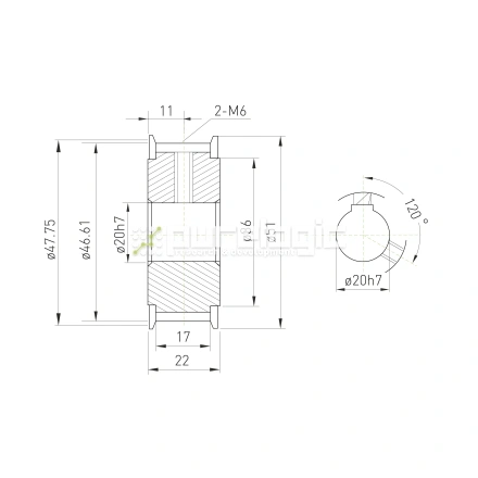 Шкив зубчатый BSY-30-5M-15-A-N20 фото