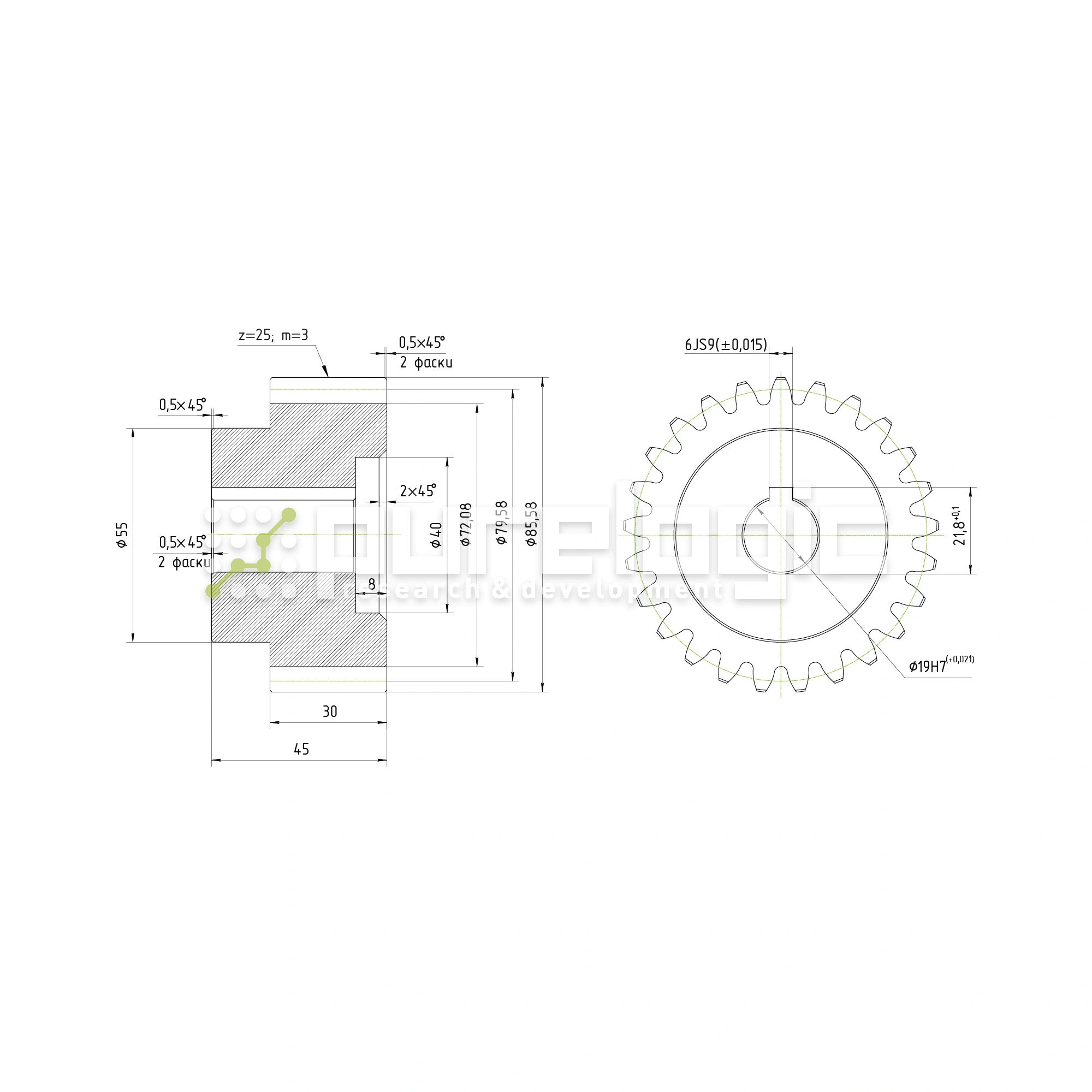 Шестерня косозубая GH3-T25D19 2 029 Шестерня косозубая GH3-T25D19 фото
