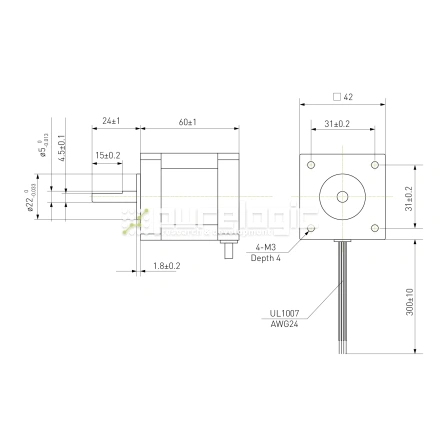 Двигатель шаговый биполярный 42CM08-1A фото