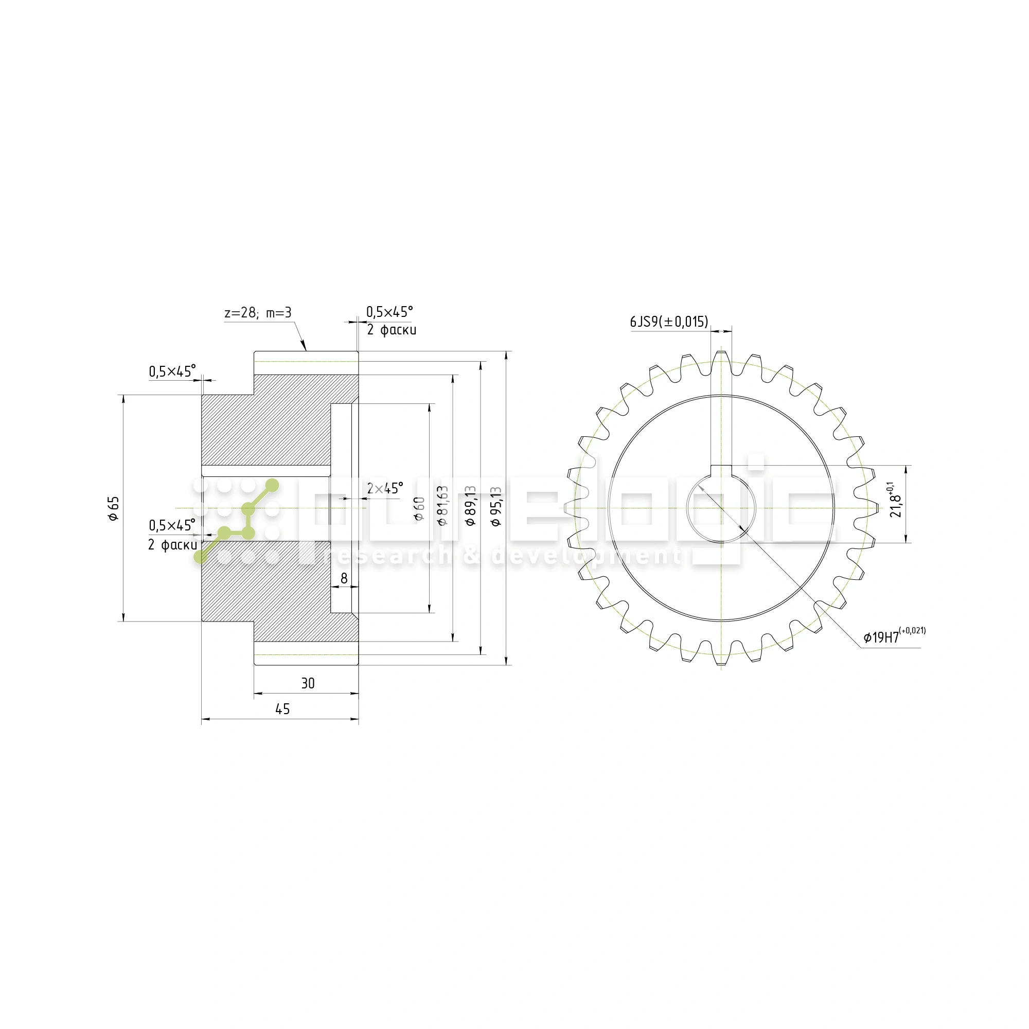 Шестерня косозубая GH3-T28D19 2 369 Шестерня косозубая GH3-T28D19 фото