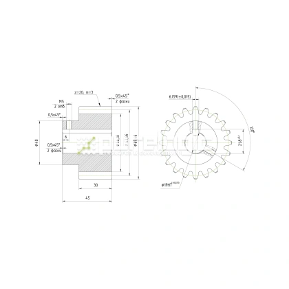 Шестерня косозубая GH3-T20D19 фото