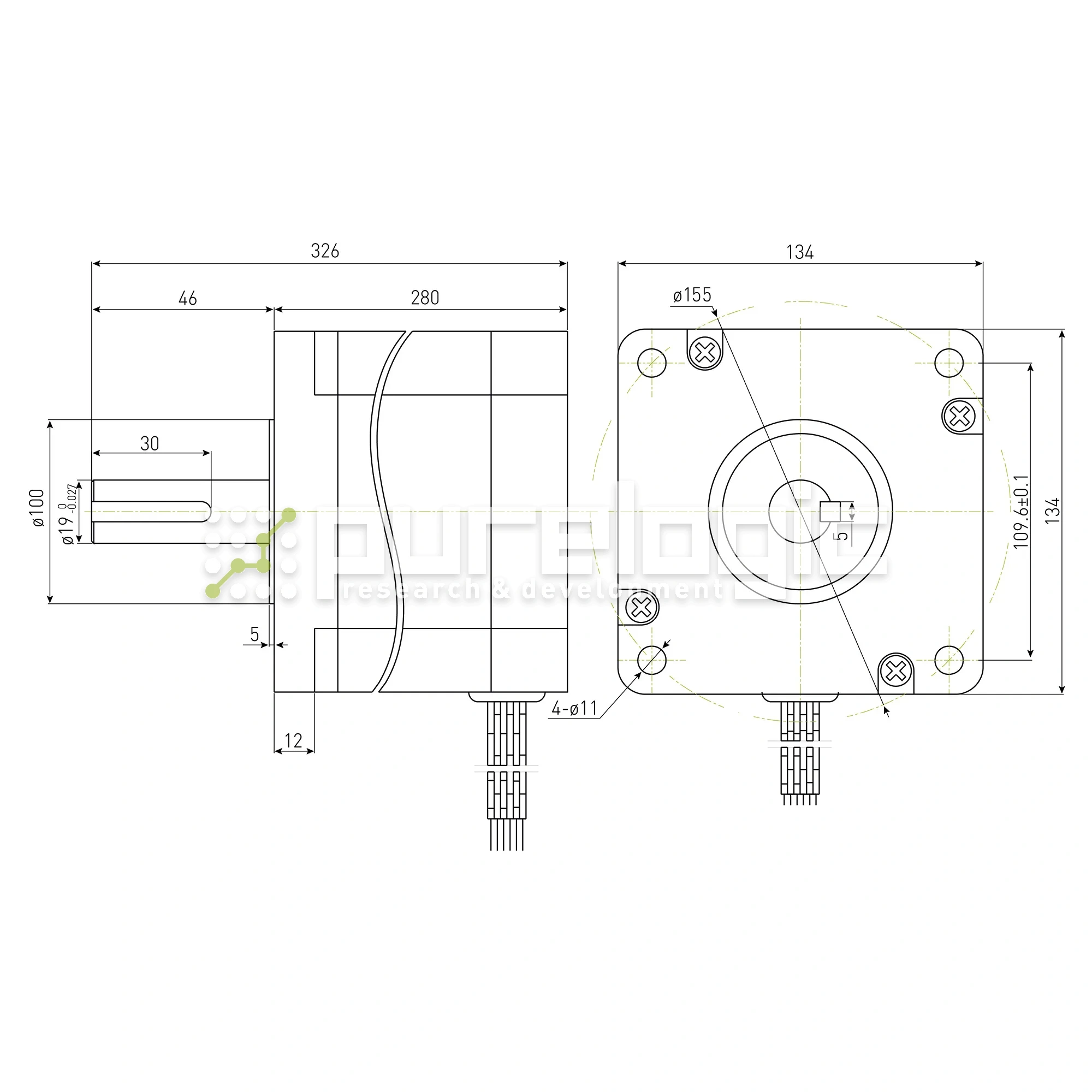 Двигатель шаговый PL130H280-D19 59 030 Двигатель шаговый PL130H280-D19 фото