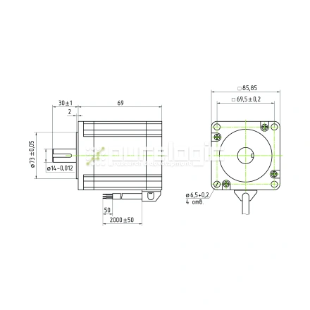 Двигатель шаговый трехфазный 3PL86H69-D14 фото
