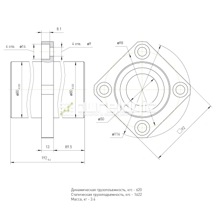 Втулка шариковая с фланцем LMKC50L фото