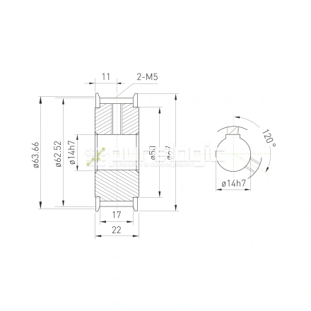 Шкив зубчатый BLA-40-5M-15-A-N14 фото