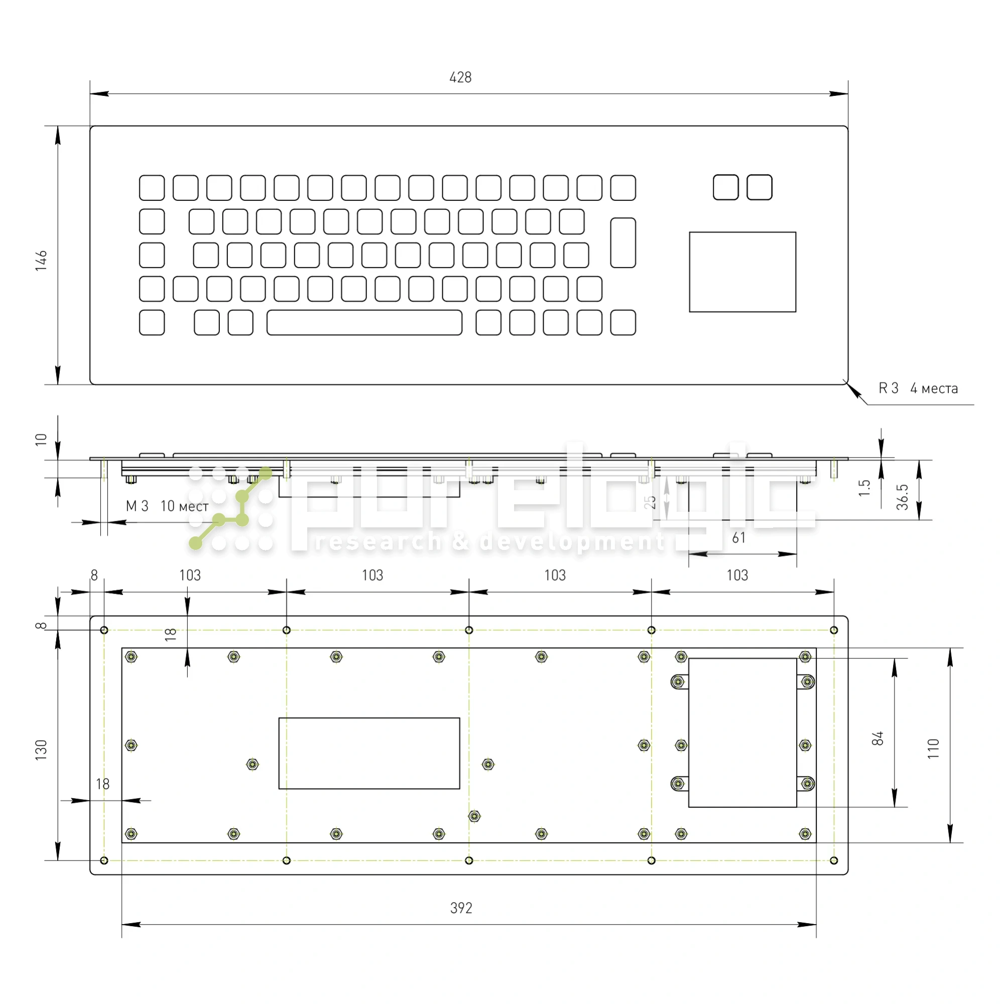 Промышленная клавиатура PL-KB02-65TMU 29 759 Промышленная клавиатура PL-KB02-65TMU фото