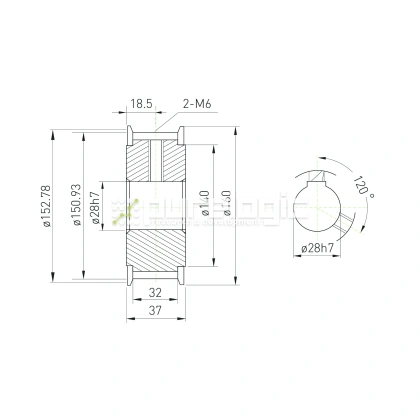 Шкив зубчатый BLA-48-T10-30-A-N28 фото