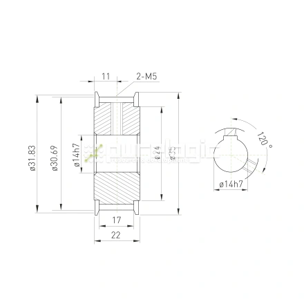 Шкив зубчатый BSY-20-5M-15-A-N14 фото
