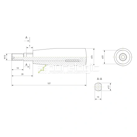 Рукоятка вращающаяся 100106-80*M10 фото