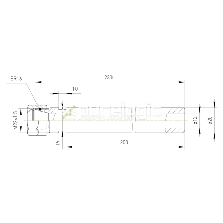 Удлинитель цангового патрона PLC20-ER16A-200L фото