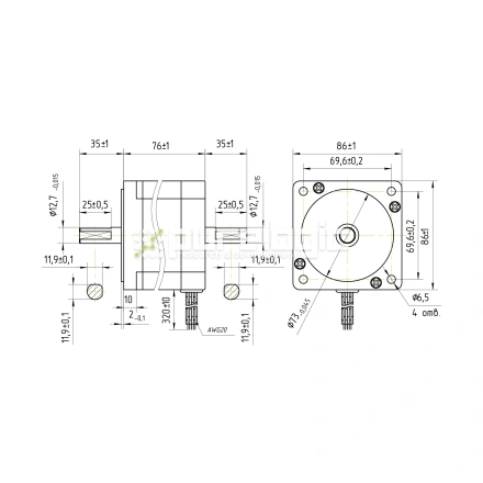 Двигатель шаговый PL86HD151-D12.7 фото