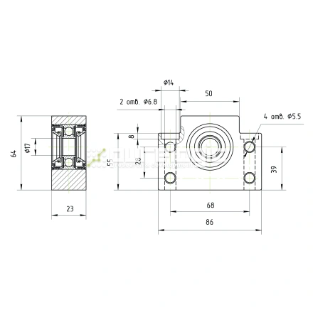 Опора ШВП подшипниковая BF17-C5 фото