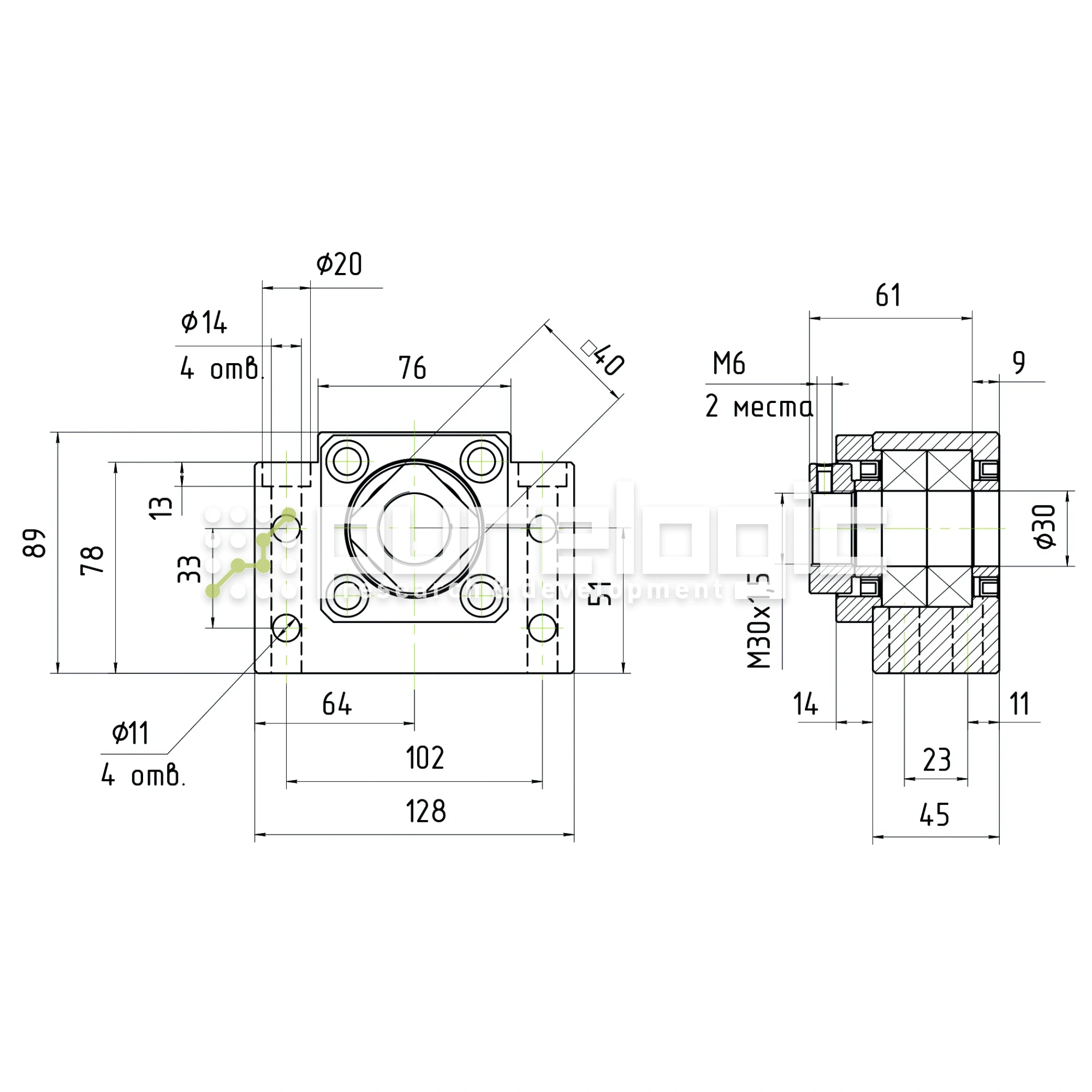 Опора ШВП Hiwin BK30-C5 32 442 Опора ШВП Hiwin BK30-C5 фото